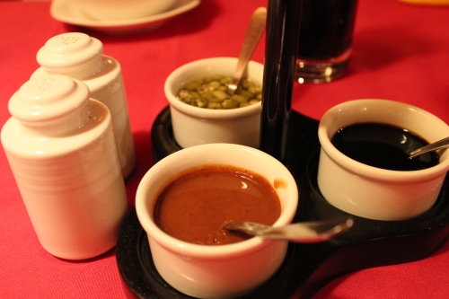 sauces on table